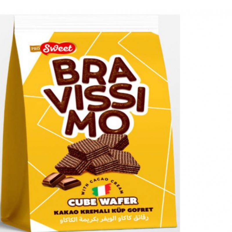 ВАФЛИ С КАКАО КРЕМОМ "PROSWEET BRAVISIMO CUBE" 200г*12шт*1 блок